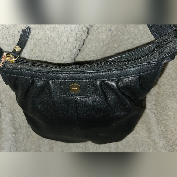 Lodis RFID Black Leather Crossbody Bag Zip Close  Adjustable Strap Purse - Picture 13 of 16